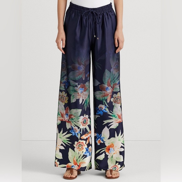 Lauren Ralph Lauren wide leg floral bottom drawstring pants size XL. - Picture 3 of 14